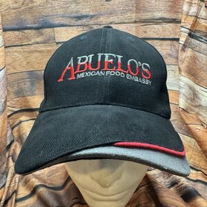 Abuelo's Mexican Food Embassy Black Red Adjustable Strapback Hat Cap Restaurant